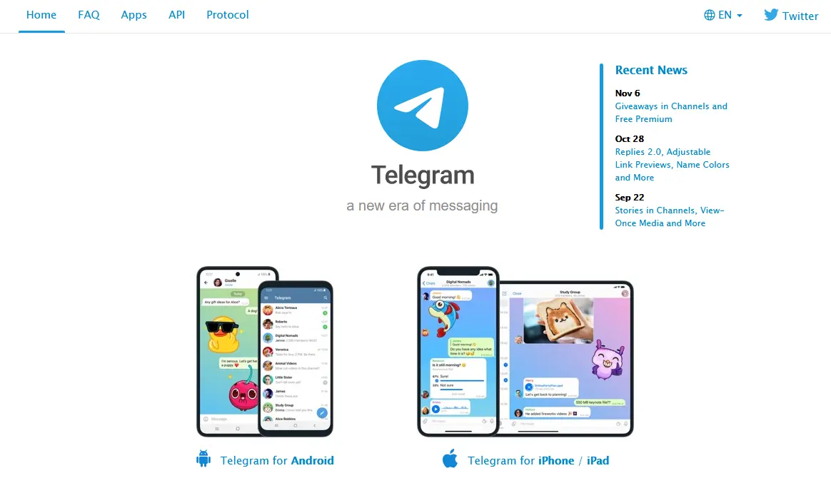 Captura de la página web de Telegram Imagen: Captura de la página web de Telegram