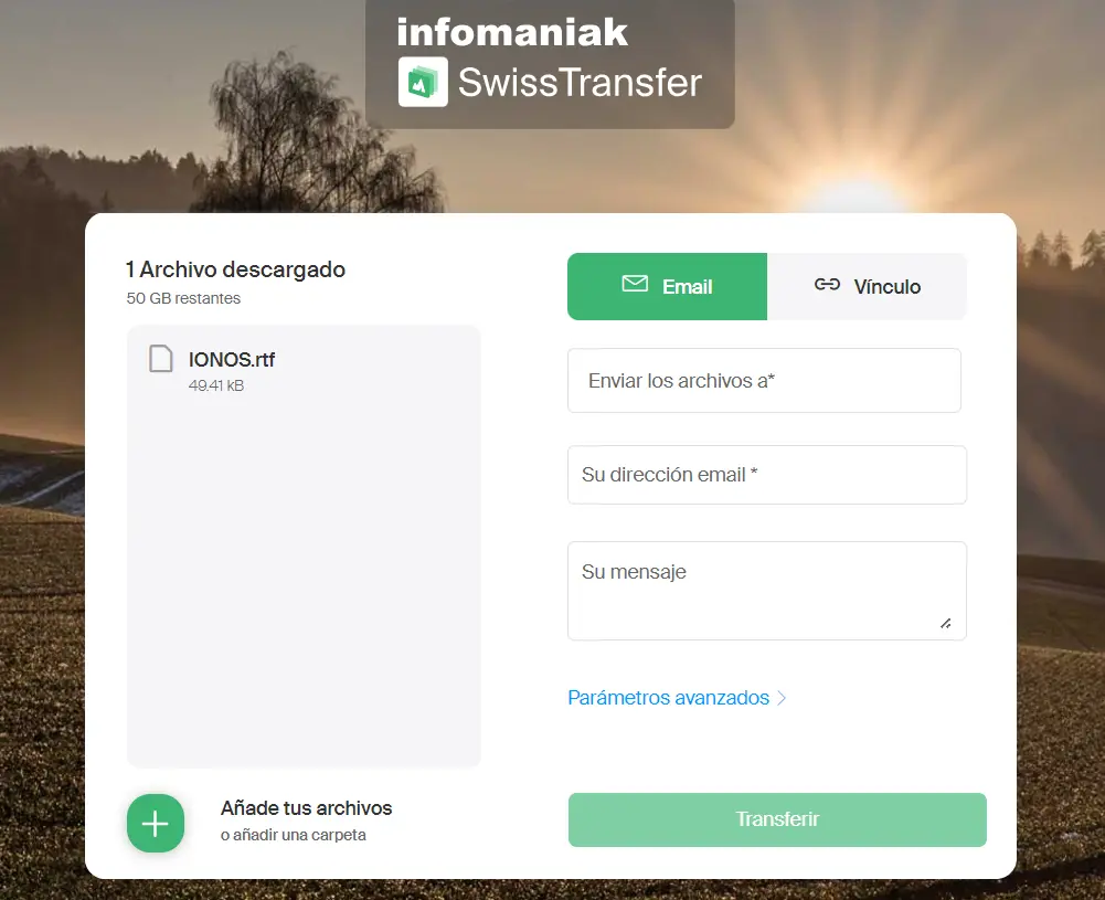 Servicio de alojamiento de archivos Swiss Transfer Imagen: Servicio de alojamiento de archivos Swiss Transfer