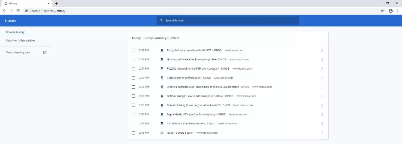 Imagen: Google Chrome: Historial “Hoy”