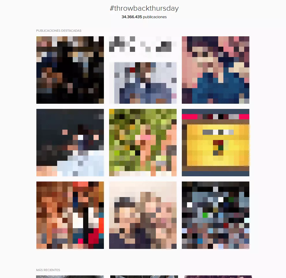 Contenido resultante del hashtag #throwbackthursday en Instagram web