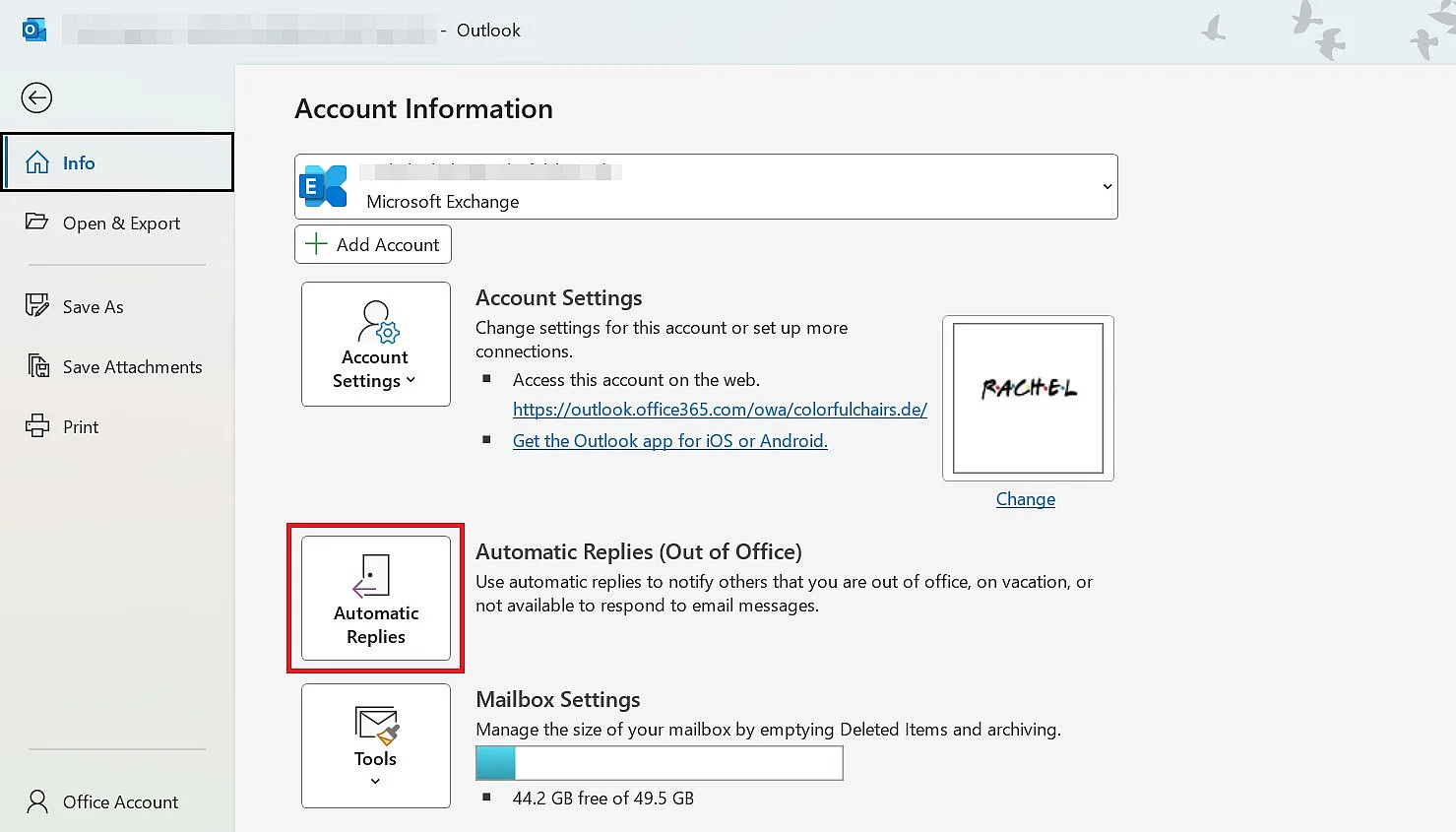 Imagen: Outlook: “Respuestas automáticas”