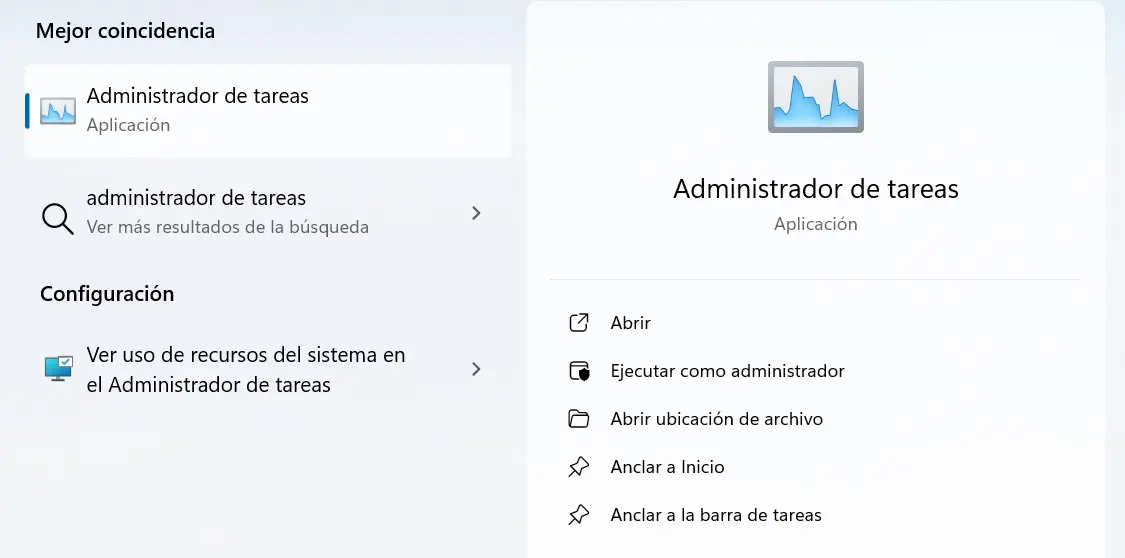 Imagen: Resultados de búsqueda para “administrador de tareas“