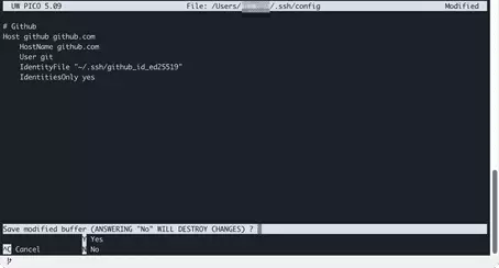 Imagen: Confirmar los cambios en el archivo SSH Config