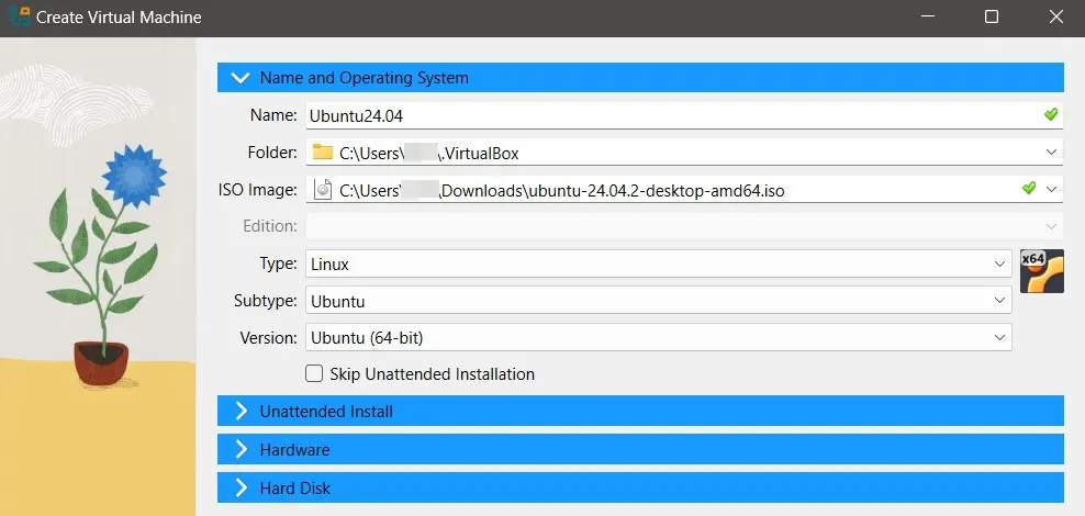 Selección del sistema operativo en Oracle VirtualBox Manager Imagen: Selección del sistema operativo en Oracle VirtualBox Manager