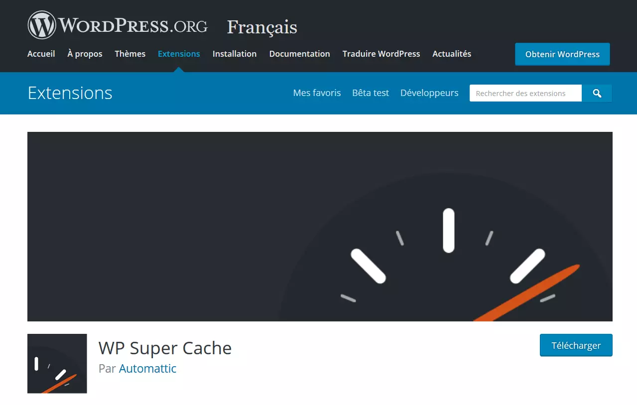 Imagen: El plugin de caching para WordPress WP Super Cache en WordPress.org
