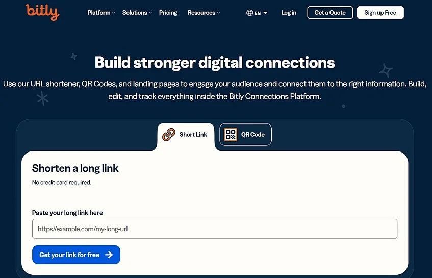 Imagen: Captura de pantalla del URL shortener Bitly