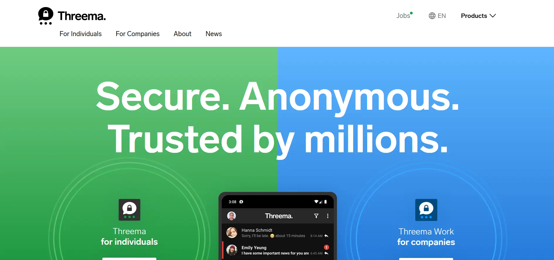 Captura de la página web de Threema Imagen: Captura de la página web de Threema