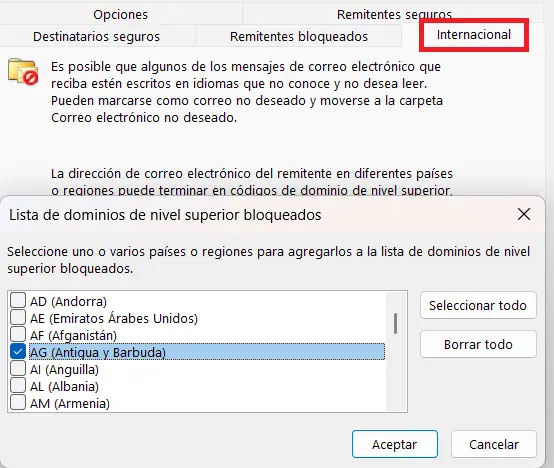 Bloquear dominios en Outlook Imagen: Bloquear dominios en Outlook