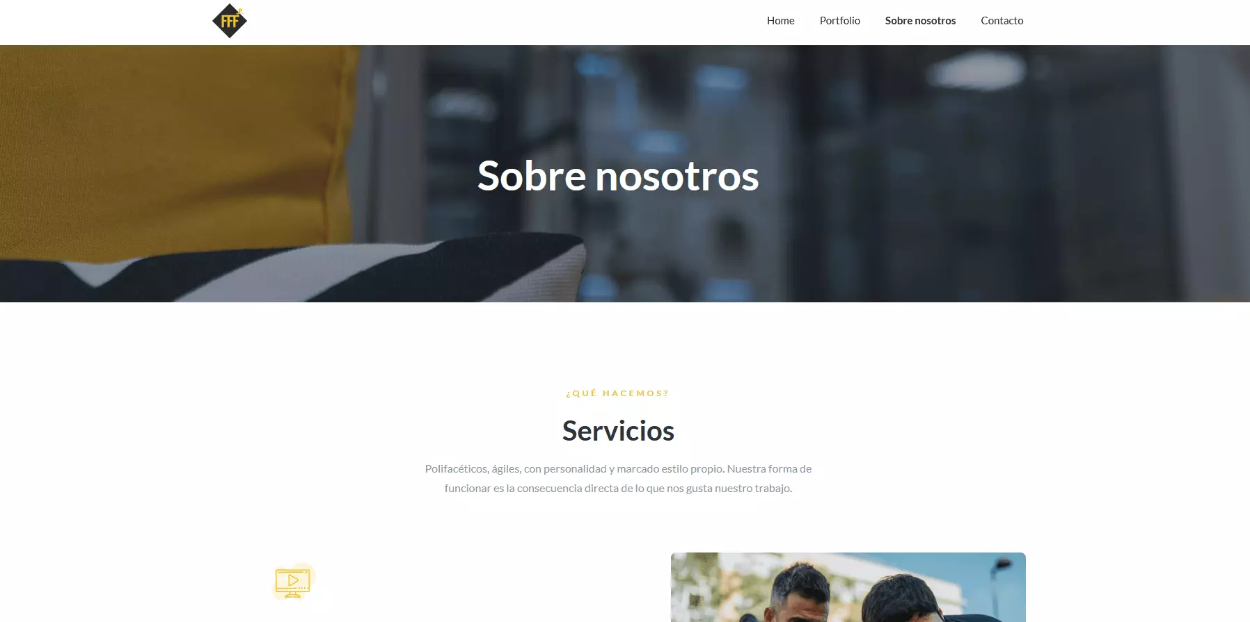 Apartado “Sobre nosotros” de la productora audiovisual Diffferent Entertainment