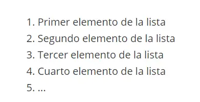 Ejemplo de lista ordenada Imagen: Ejemplo de lista ordenada
