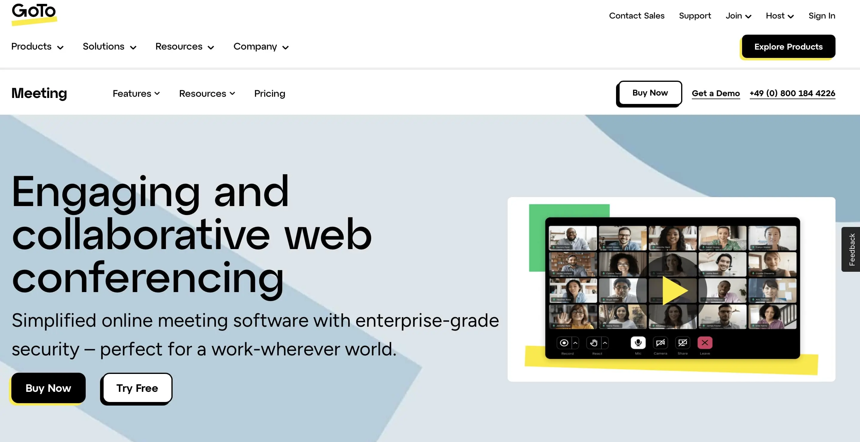 Imagen: Captura de pantalla de la página web de GoTo Meeting