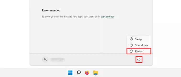 Imagen: Botón “On/Off” en el menú de inicio de Windows 11