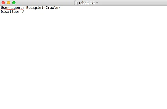 Imagen: Captura de pantalla de un archivo robots.txt en el que se excluye un rastreador específico