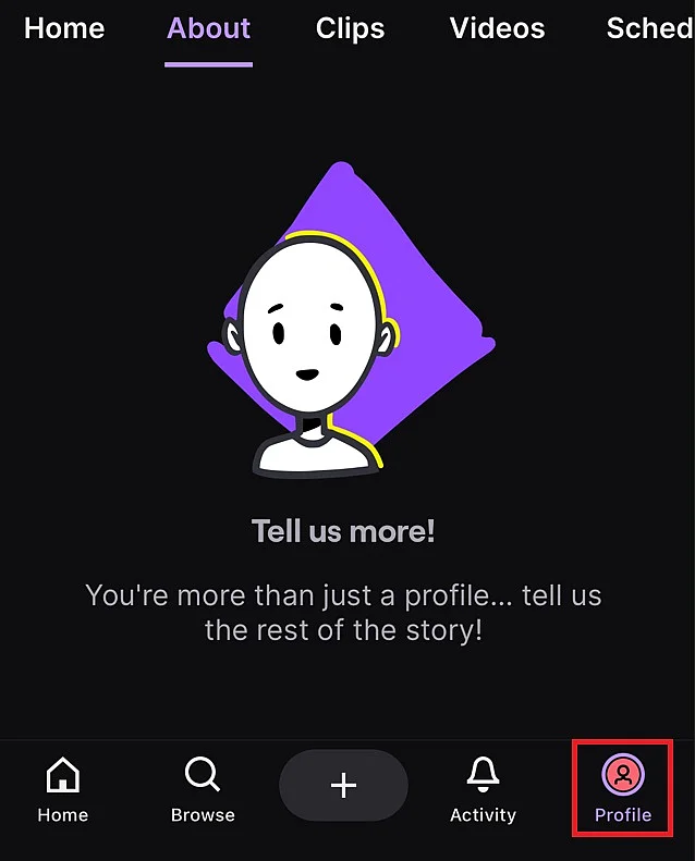 Foto de perfil en la app de Twitch Imagen: Foto de perfil en la app de Twitch