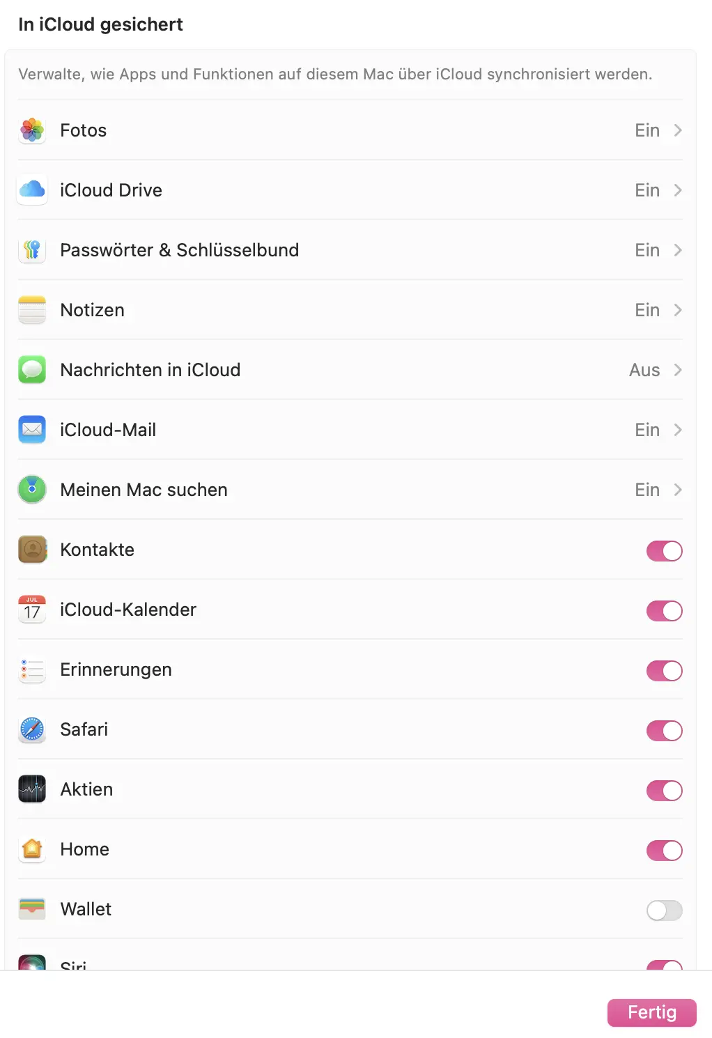 Screenshot der iCloud-Benutzeroberfläche auf einem Mac Imagen: Screenshot der iCloud-Benutzeroberfläche auf einem Mac