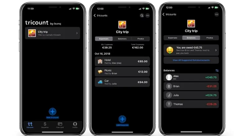 Captura de pantalla de la app de Tricount Imagen: Captura de pantalla de la app de Tricount