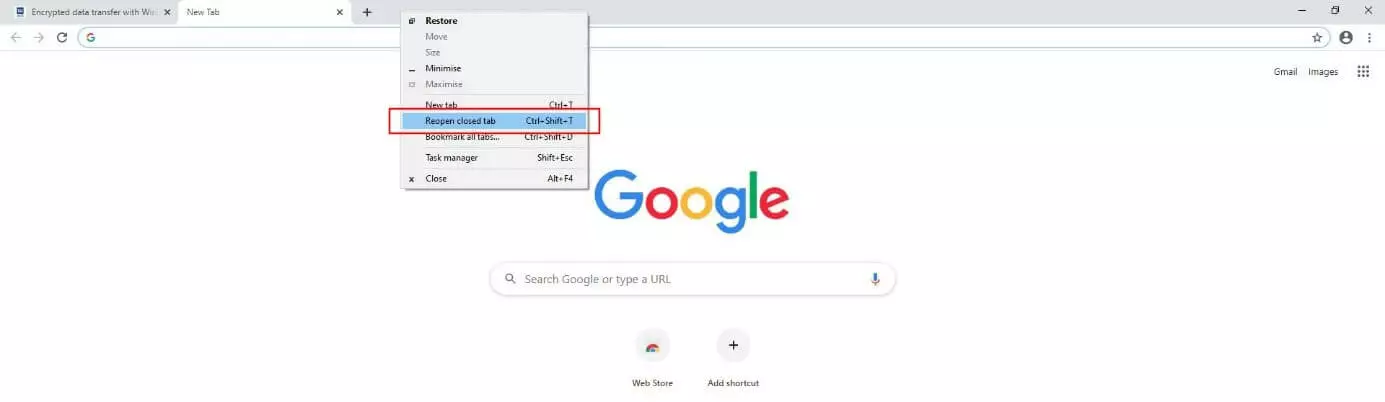 Imagen: Google Chrome: punto de menú “Volver a abrir ventana cerrada”