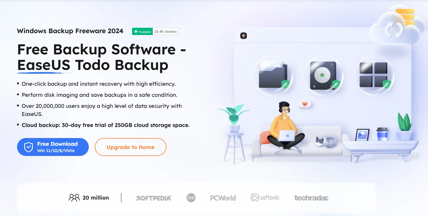 Captura de pantalla de la página web de EaseUS Todo Backup Free Imagen: Captura de pantalla de la página web de EaseUS Todo Backup Free