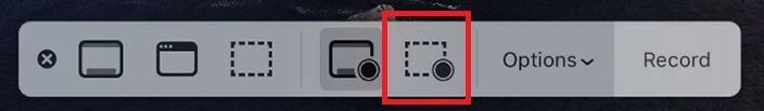 Imagen: Icono para grabar una parte seleccionada de la pantalla del Mac