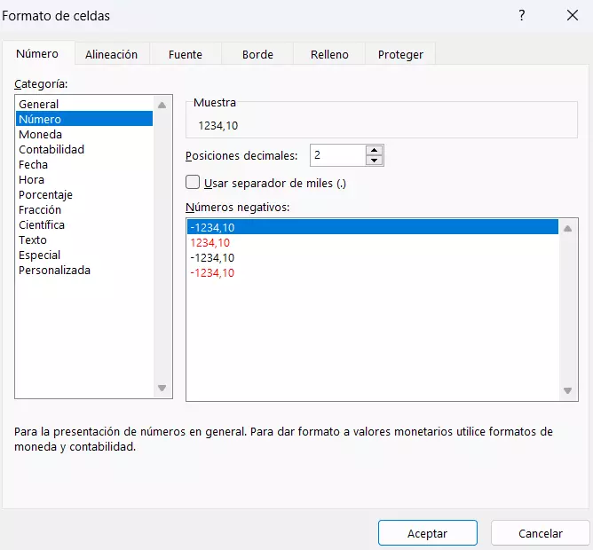 Ventana de Excel para formatear celdas de manera que muestren valores redondeados de cara al usuario Ventana de Excel para formatear celdas de manera que muestren valores redondeados de cara al usuario
