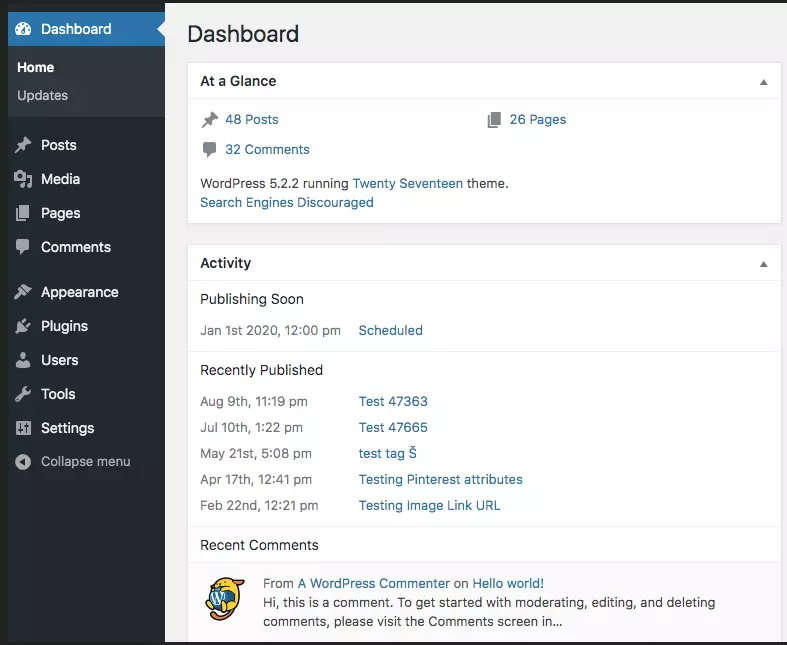 Imagen: El panel de control de WordPress