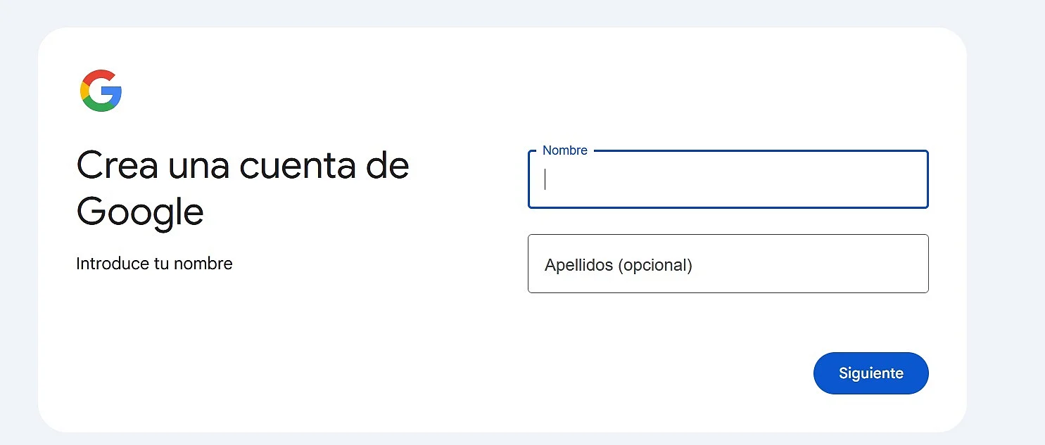 Imagen: Crear una cuenta de Google