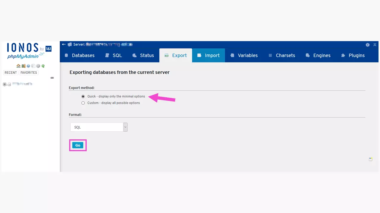 Primo passaggio dello staging di WordPress: eseguire il backup del database esistente