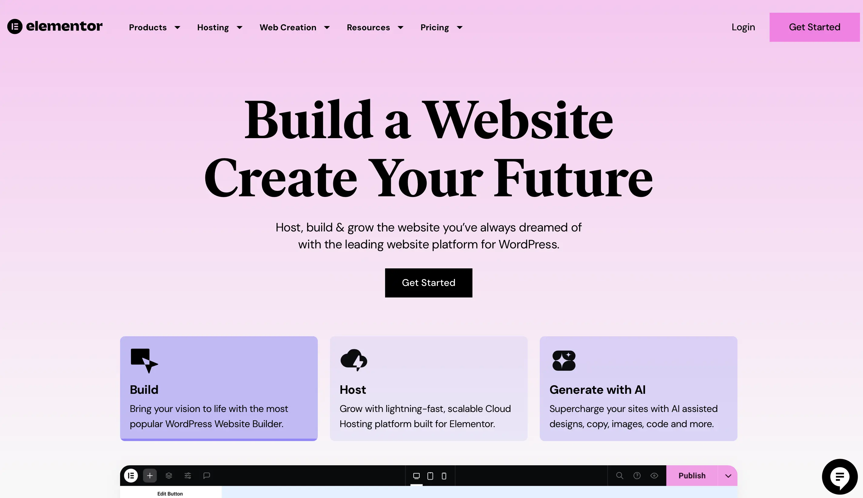 Imagen: Captura de panta&ntilde;a de la p&aacute;gina web de Elementor