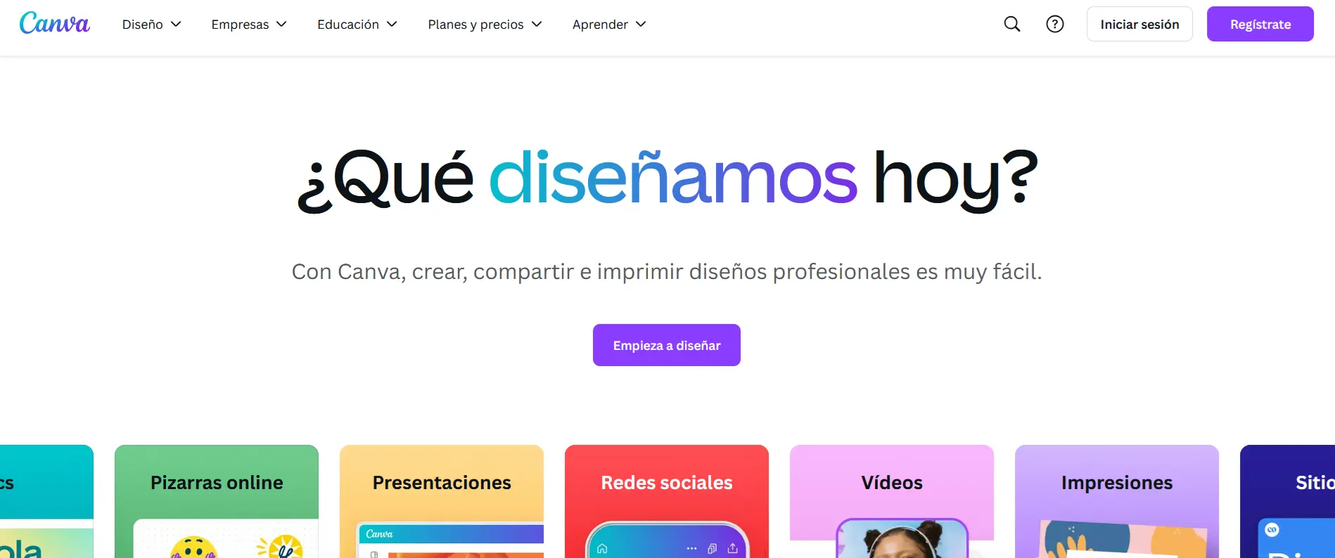 Imagen: Captura de pantalla de la página web de Canva