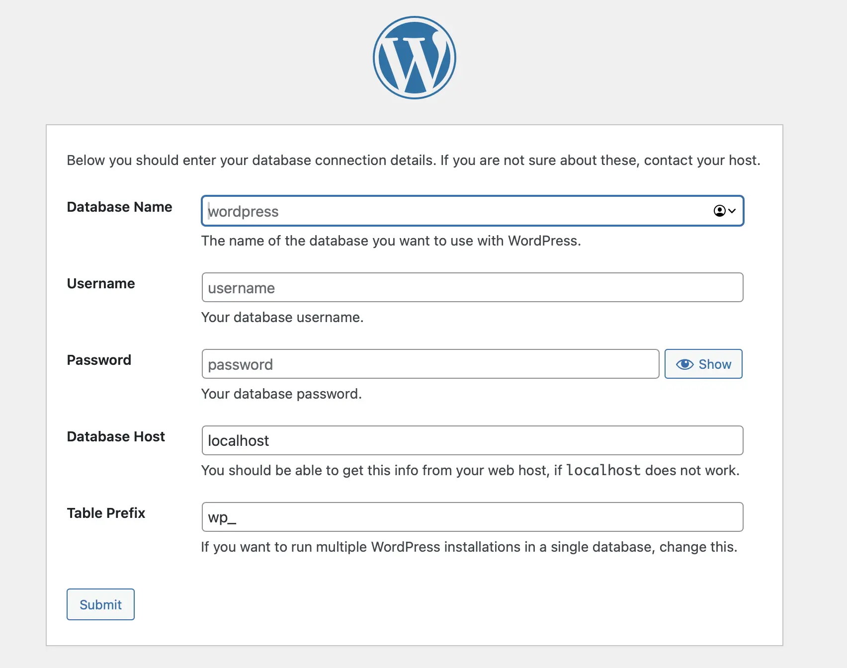 Imagen: Captura de pantalla de la conexión a la base de datos de Wordpress
