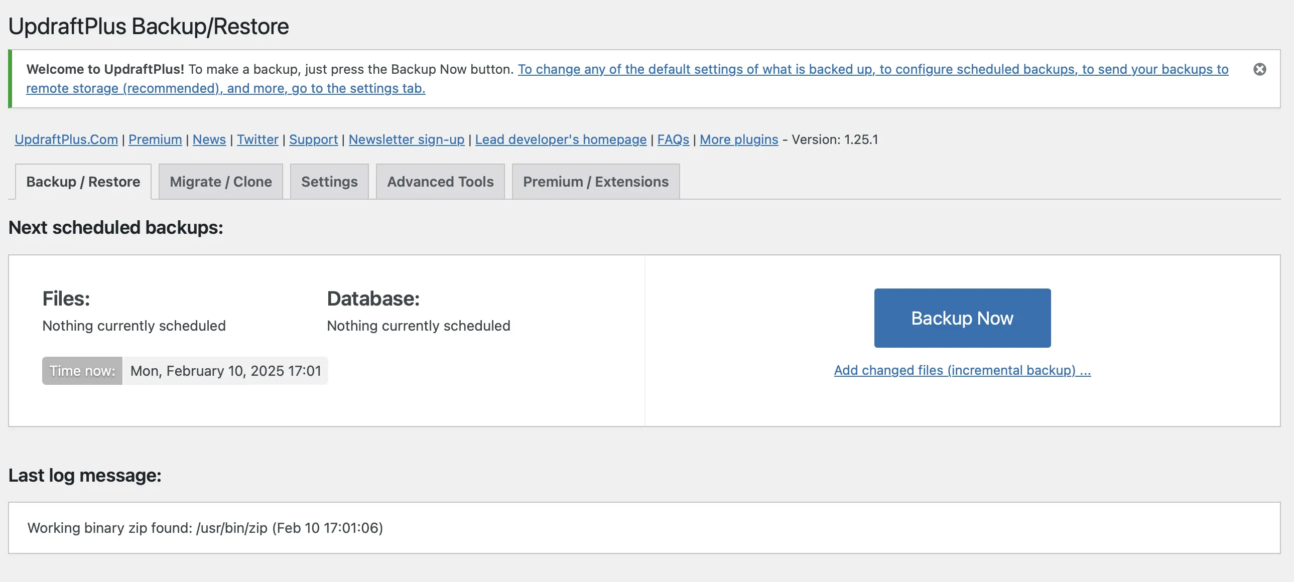 Captura de pantalla del plugin UpdraftPlus Imagen: Captura de pantalla del plugin UpdraftPlus