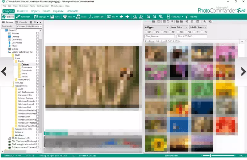 Imagen: Vista de la interfaz de Photo Commander