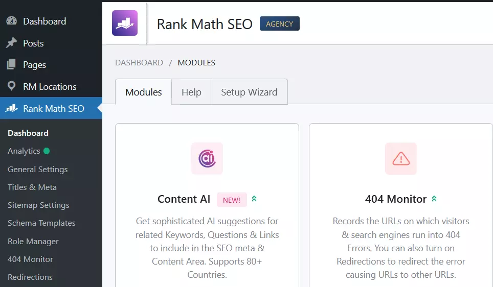 Captura de pantalla de Rank Math SEO en WordPress Imagen: Captura de pantalla de Rank Math SEO en WordPress