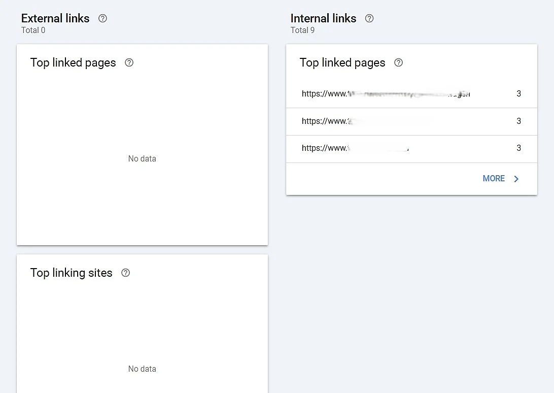 Imagen: Listado de enlaces en Google Search Console