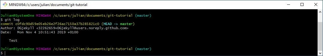 Tutorial de Git: historial de commit con un registro