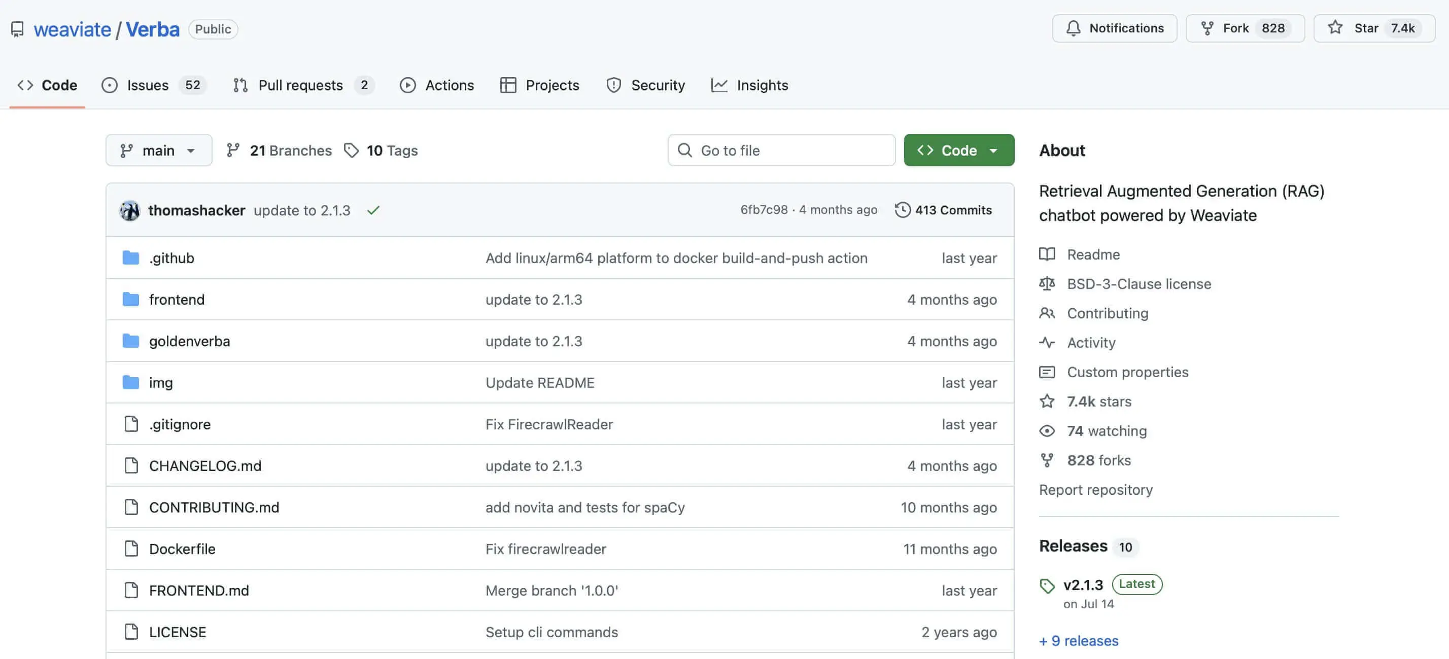 Captura de pantalla del repositorio GitHub de Verba Imagen: Captura de pantalla del repositorio GitHub de Verba