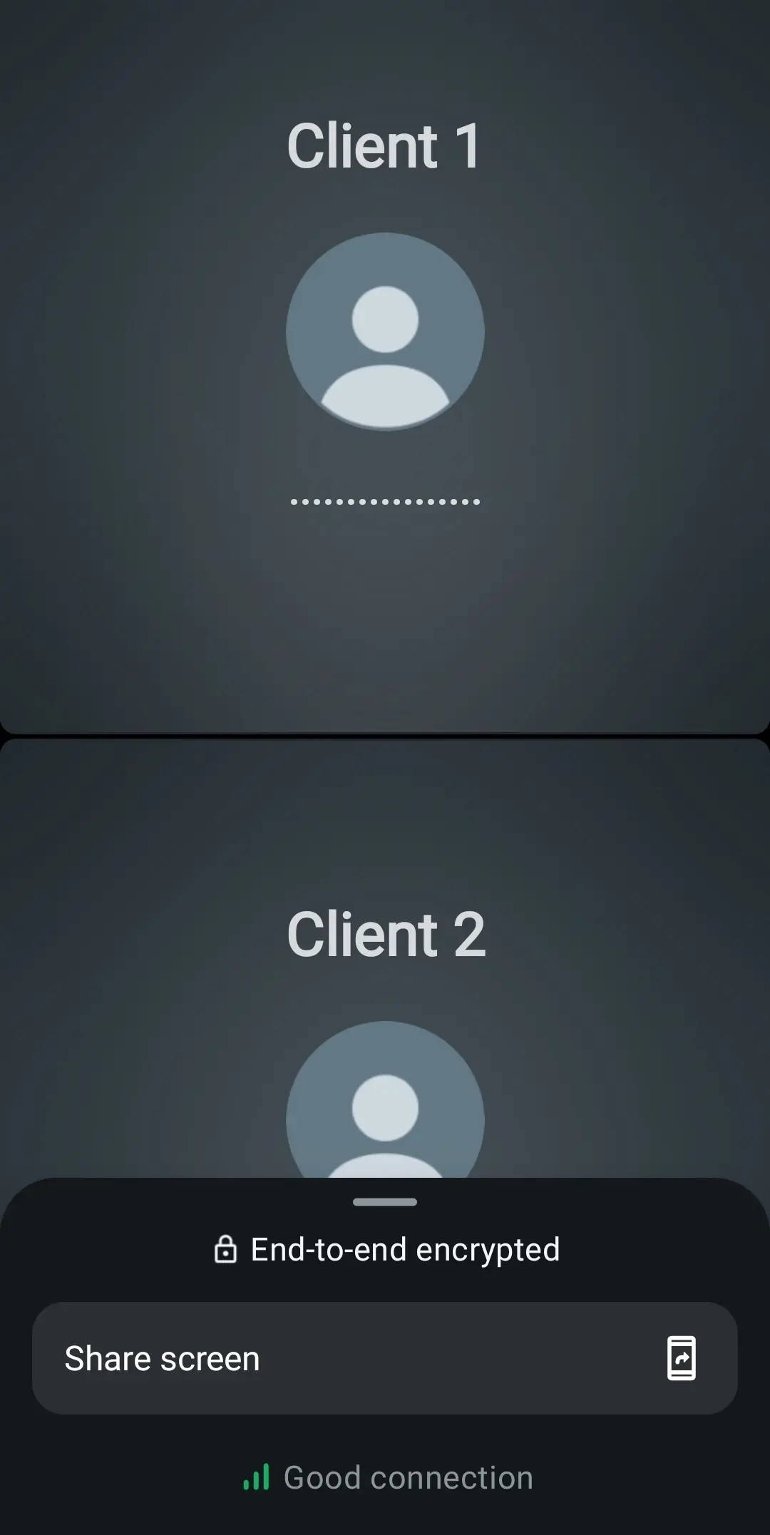 Vista de una llamada grupal en WhatsApp Imagen: Vista de una llamada grupal en WhatsApp