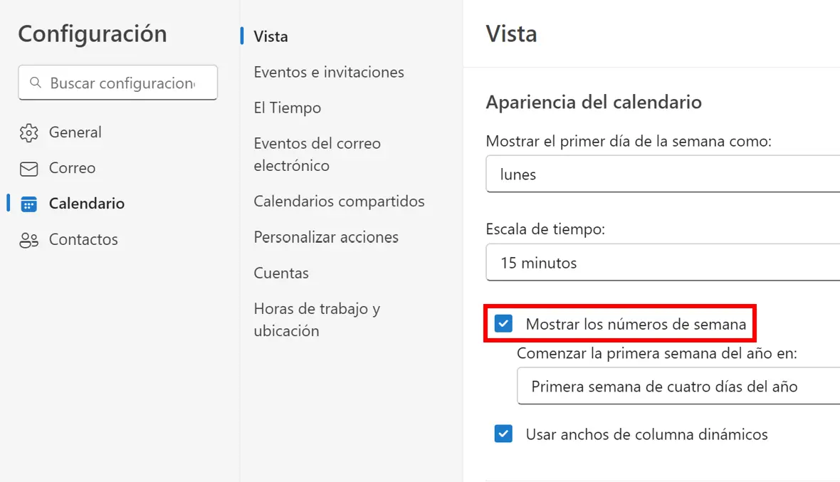 Imagen: Outlook: configuración de calendario