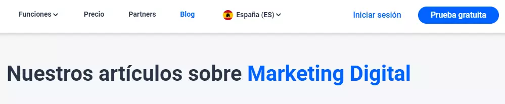 Imagen: El CTA “Prueba gratuita” aparece arriba a la derecha