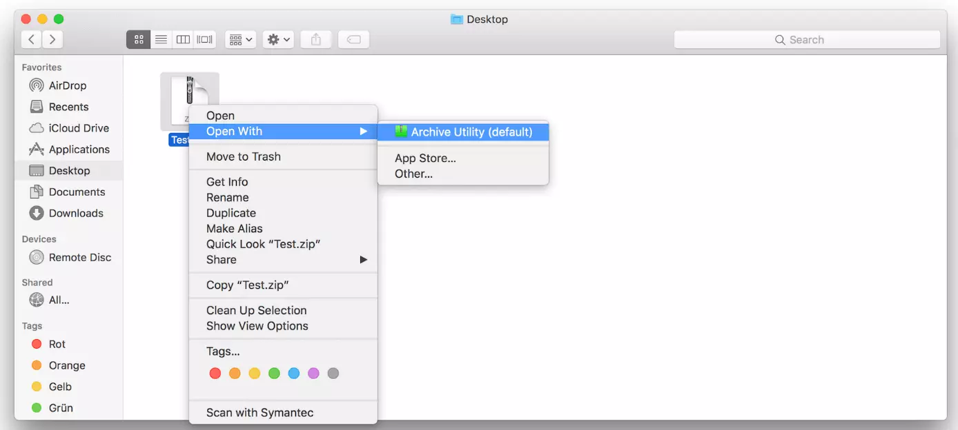 Imagen: Menú de contexto del gestor de archivos de macOS