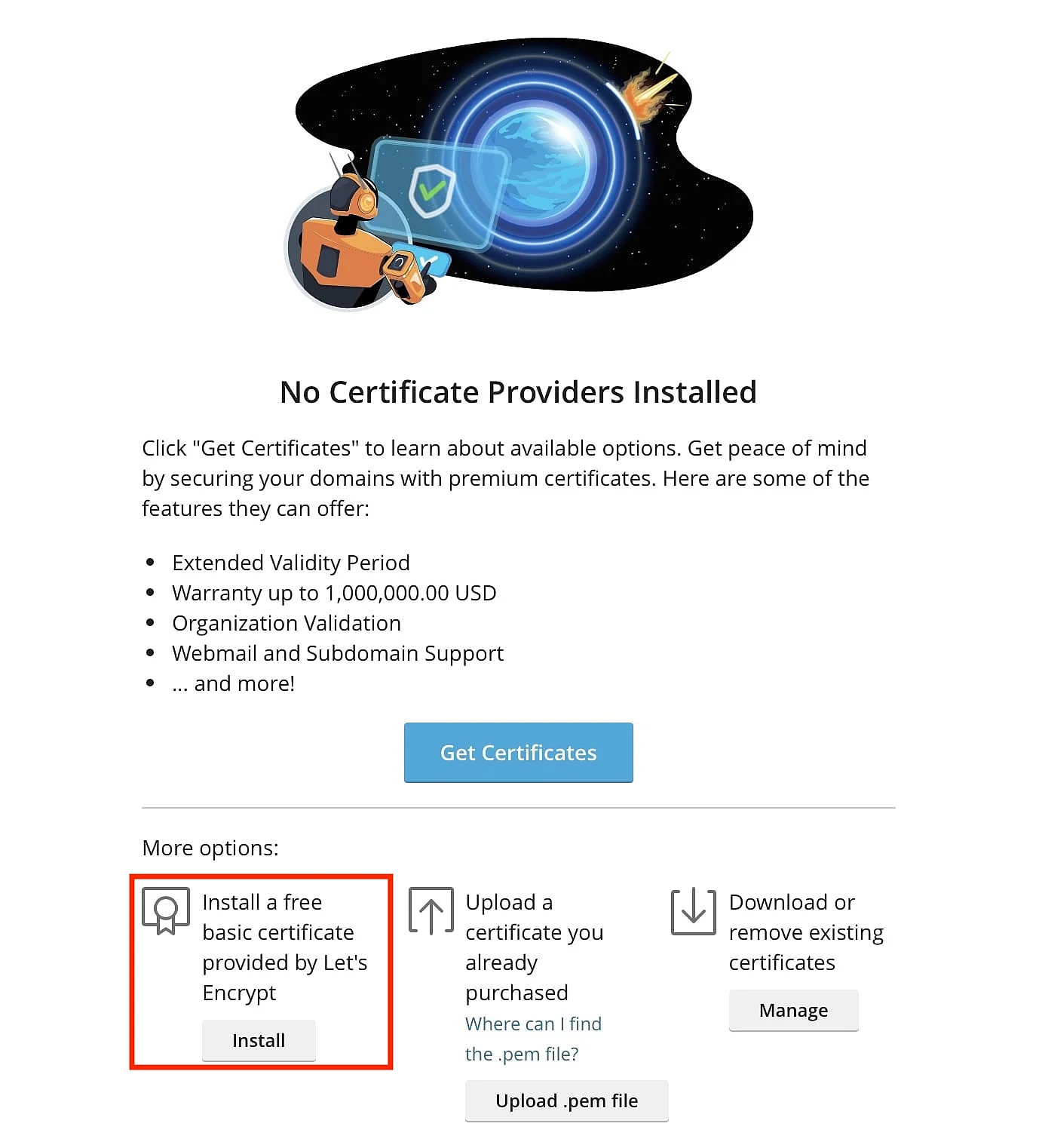 Imagen: Seleccionar Let’s Encrypt