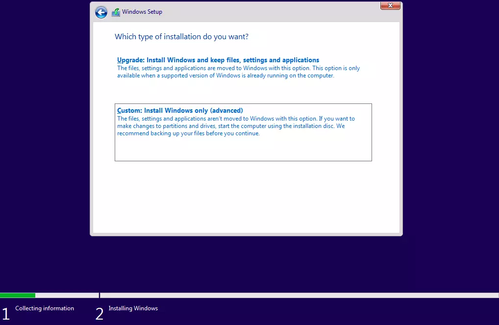 Imagen: Windows 11: selección del tipo de instalación