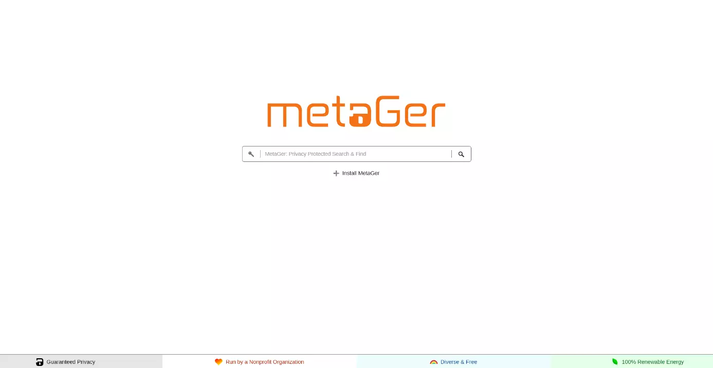 Vista de los resultados de búsqueda en MetaGer