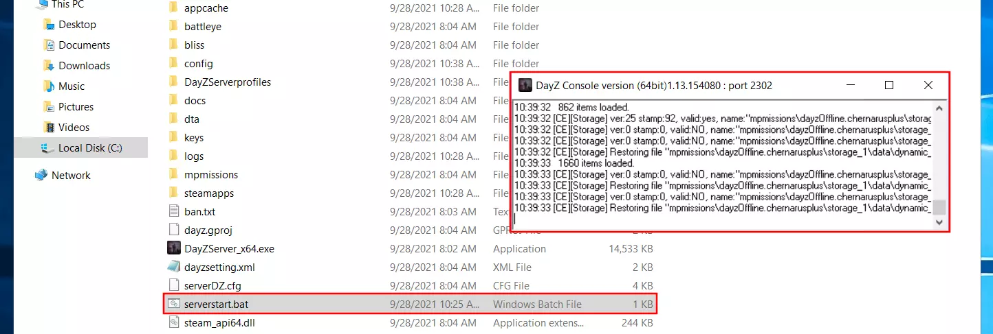 Servidor de DayZ: archivo BAT y consola de DayZ Imagen: Servidor de DayZ: archivo BAT y consola de DayZ