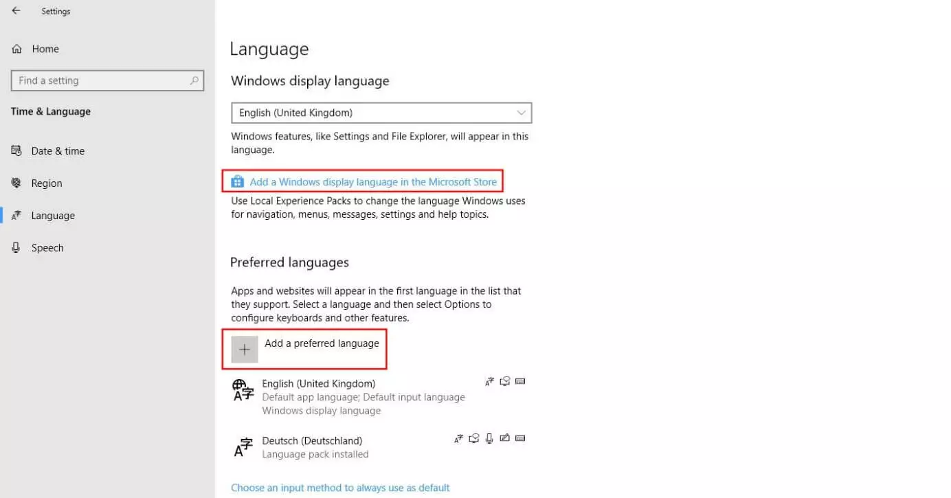 Imagen: Windows 10: menú “Idioma”