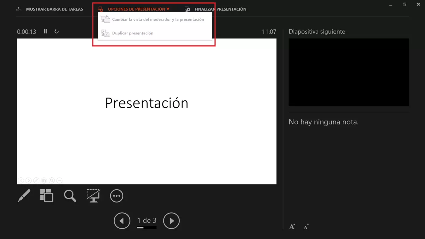Intercambiar la vista de moderador y la presentación de diapositivas en PowerPoint