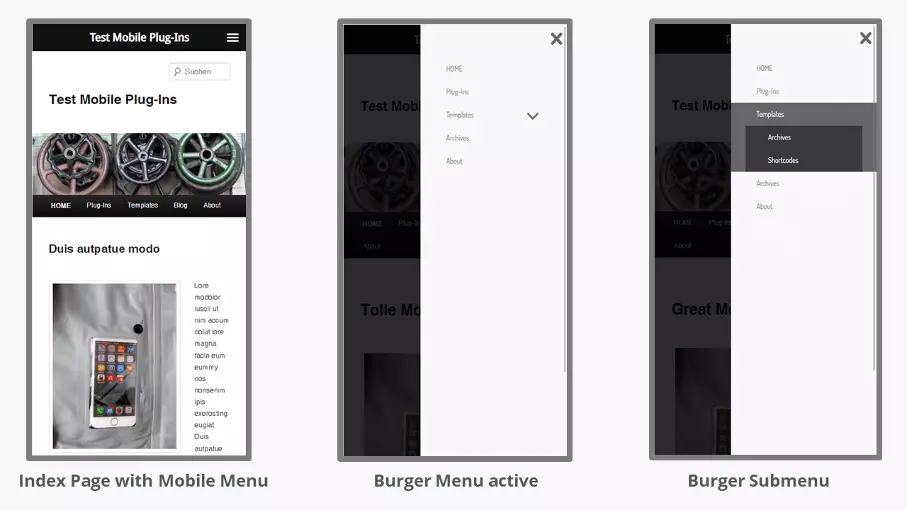 Imagen: El sitio web con el plugin WP Mobile Menu de WordPress instalado
