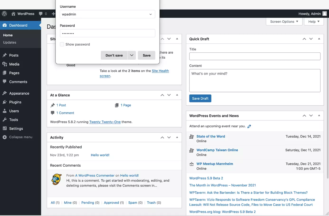 Imagen: Guardar los datos de acceso al administrador de WordPress en el gestor de contraseñas de Firefox