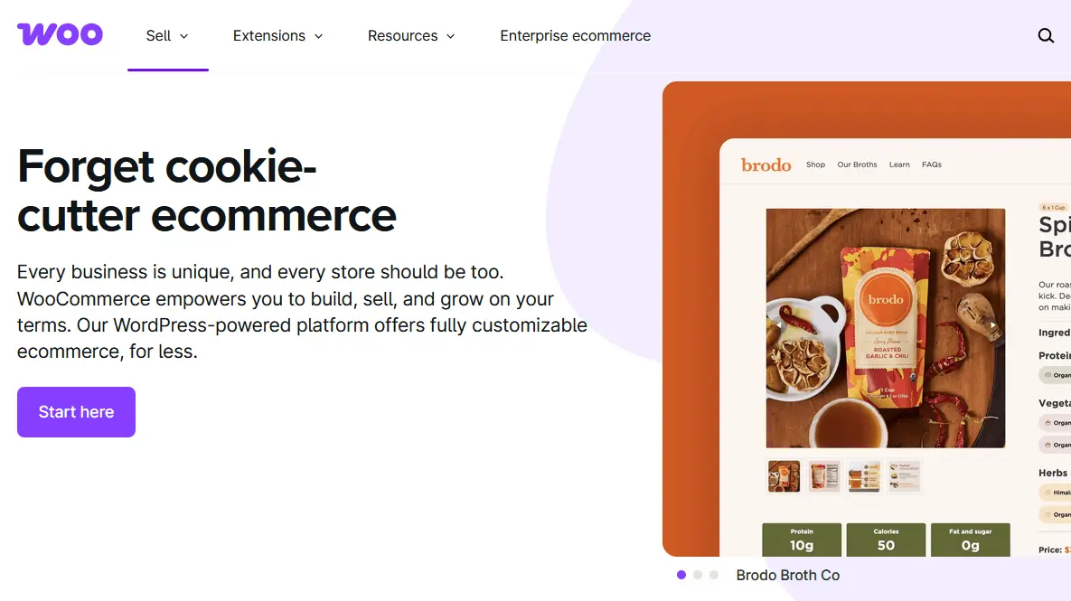 Imagen: Captura de pantalla de la página web de WooCommerce