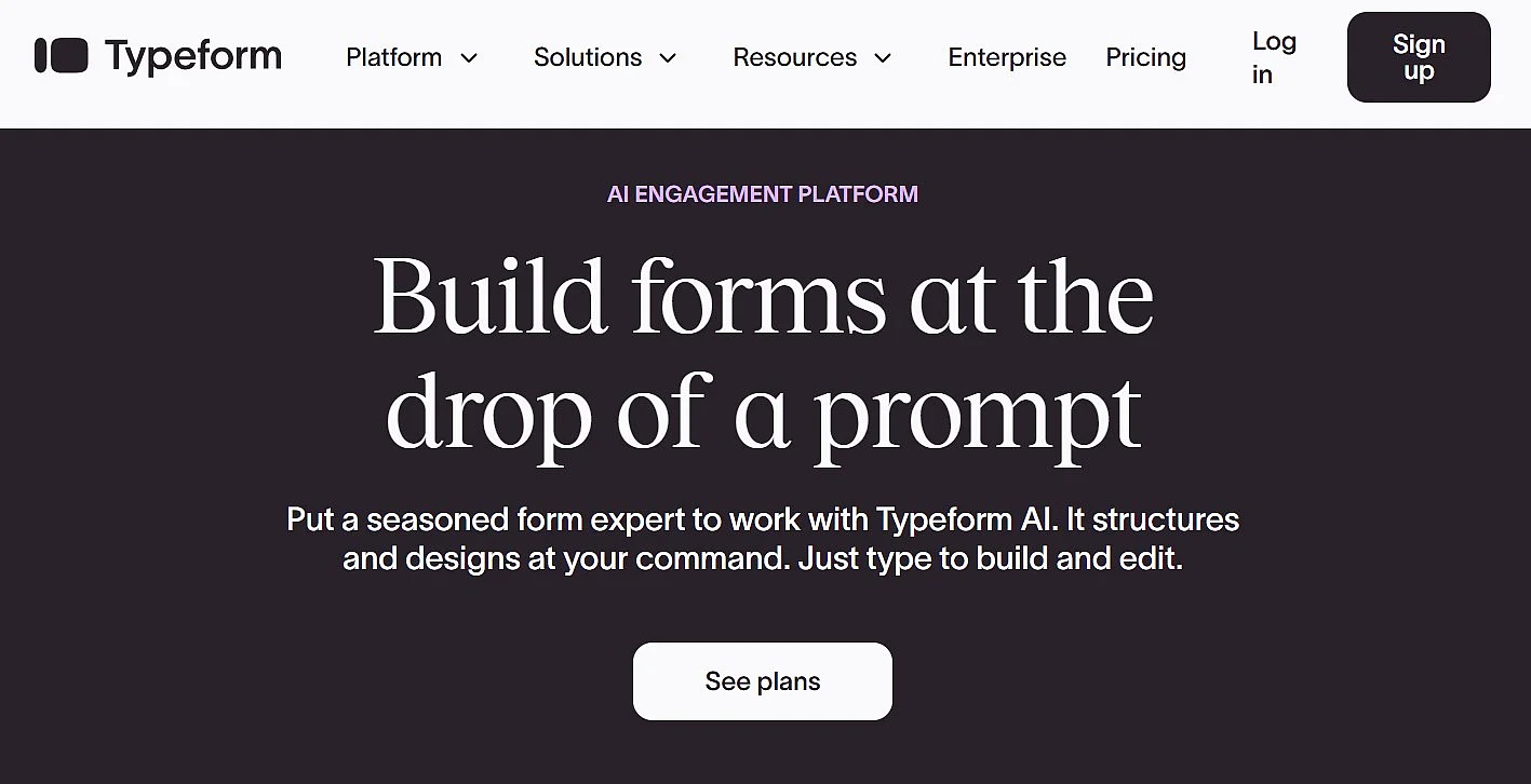 Página web de Typeform Imagen: Página web de Typeform